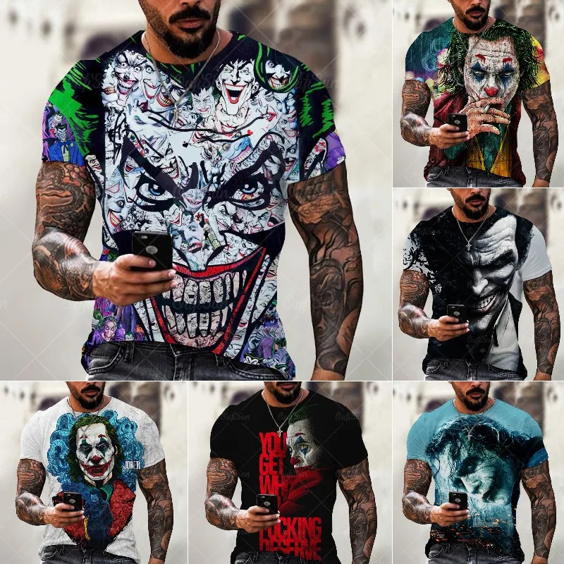 

3D Printed Evil Horror Clown Pattern Oversized T Shirt For Men Street Trend Personality Shirt Short Sleeve Harajuku Punk Tops