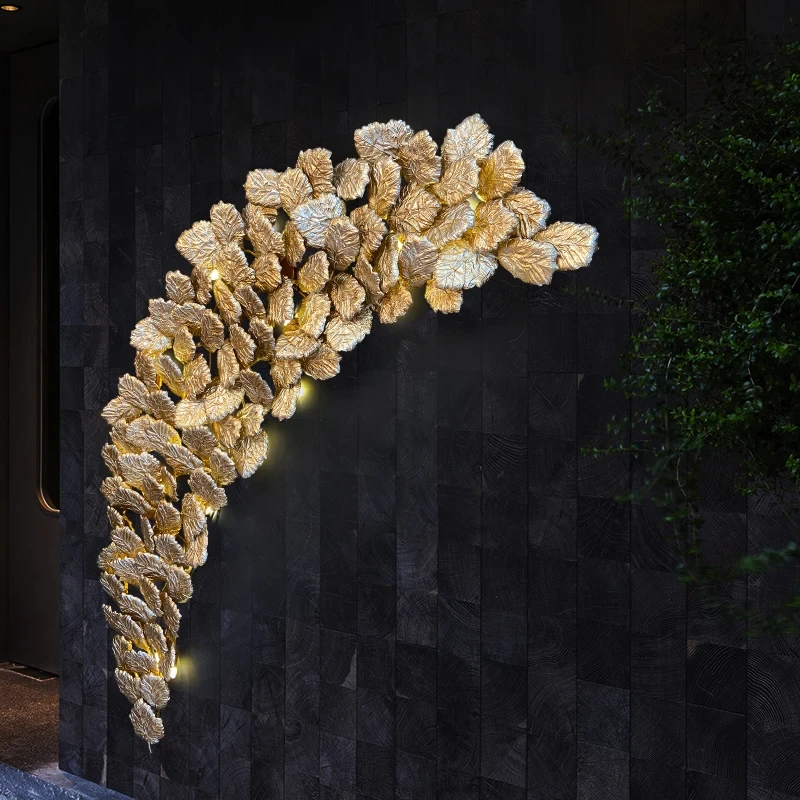 Высокое качество роскошный медный настенный светильник с кленовым листом отель