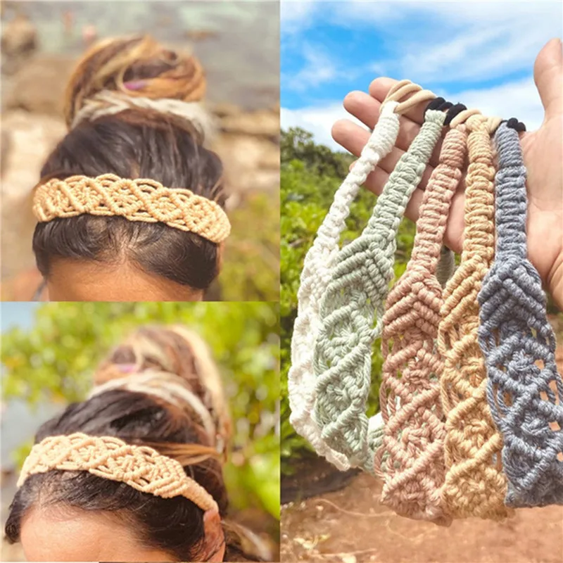 

New Crochet Hair Band Women Solid Color Knitting Headbands Bandanas Wide Elastic Hairbands Fashion Accessories