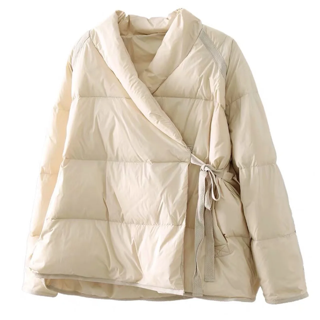 Retro Literary New Oblique Lapel Light Down Jacket Female Winter Short Loose Bread Clothes Jacket enlarge