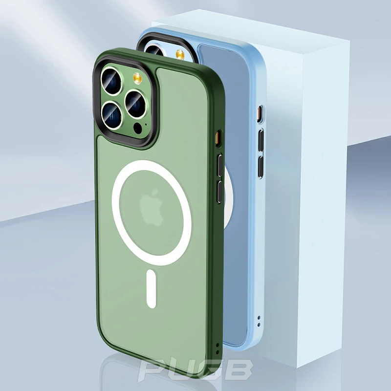 

Luxury Magnetic Charging Shockproof Matte Phone Case for iPhone 13 12 Pro Max Soft Silicone Bumper Anti-fingerprint Phone Cover