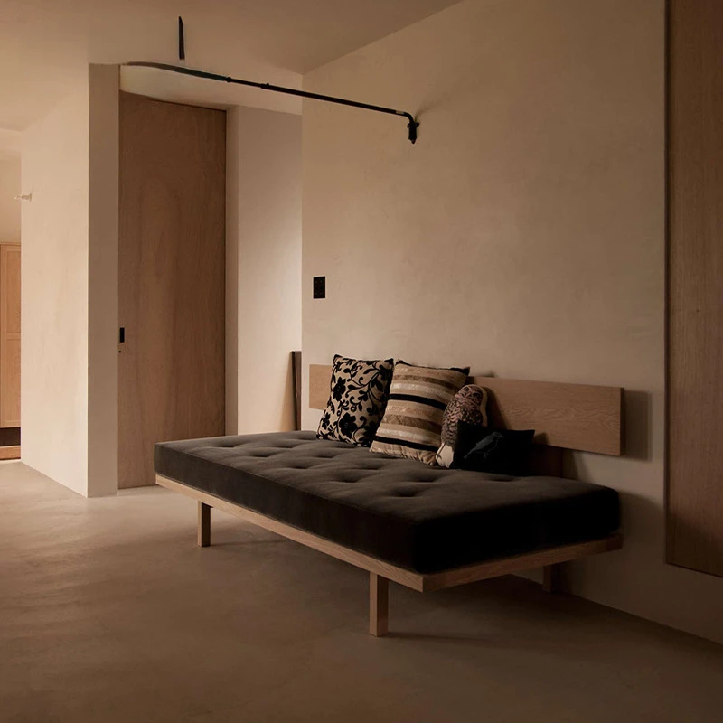 

Mudemu Collection Small Apartment Bed & Breakfast Living Room Balcony Log Ash Long Sofa
