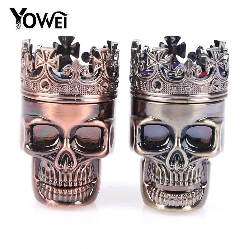 

1PCS 3 Layers Classic King Skull Plastics Tobacco Herb Spice Grinder Crusher Hand Muller Smoke Grinders Smoking Accessories Gift