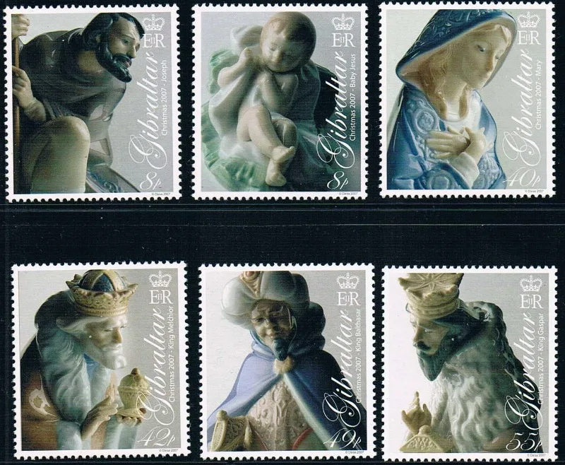 

6 шт., гибралтан, 2007, рождественские штампы, НАСТОЯЩИЕ Оригинальные штампы для коллекции, MNH