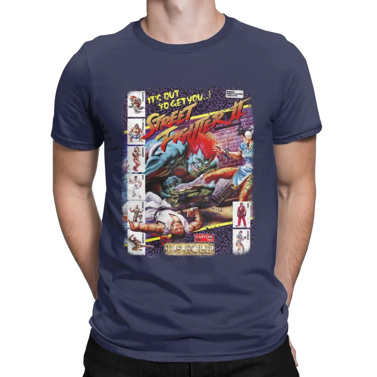 

Men's shirt Street Fighter II Cotton Tops Vintage Short Sleeve Crew Neck Tees Oversized t-shirt T-Shirt