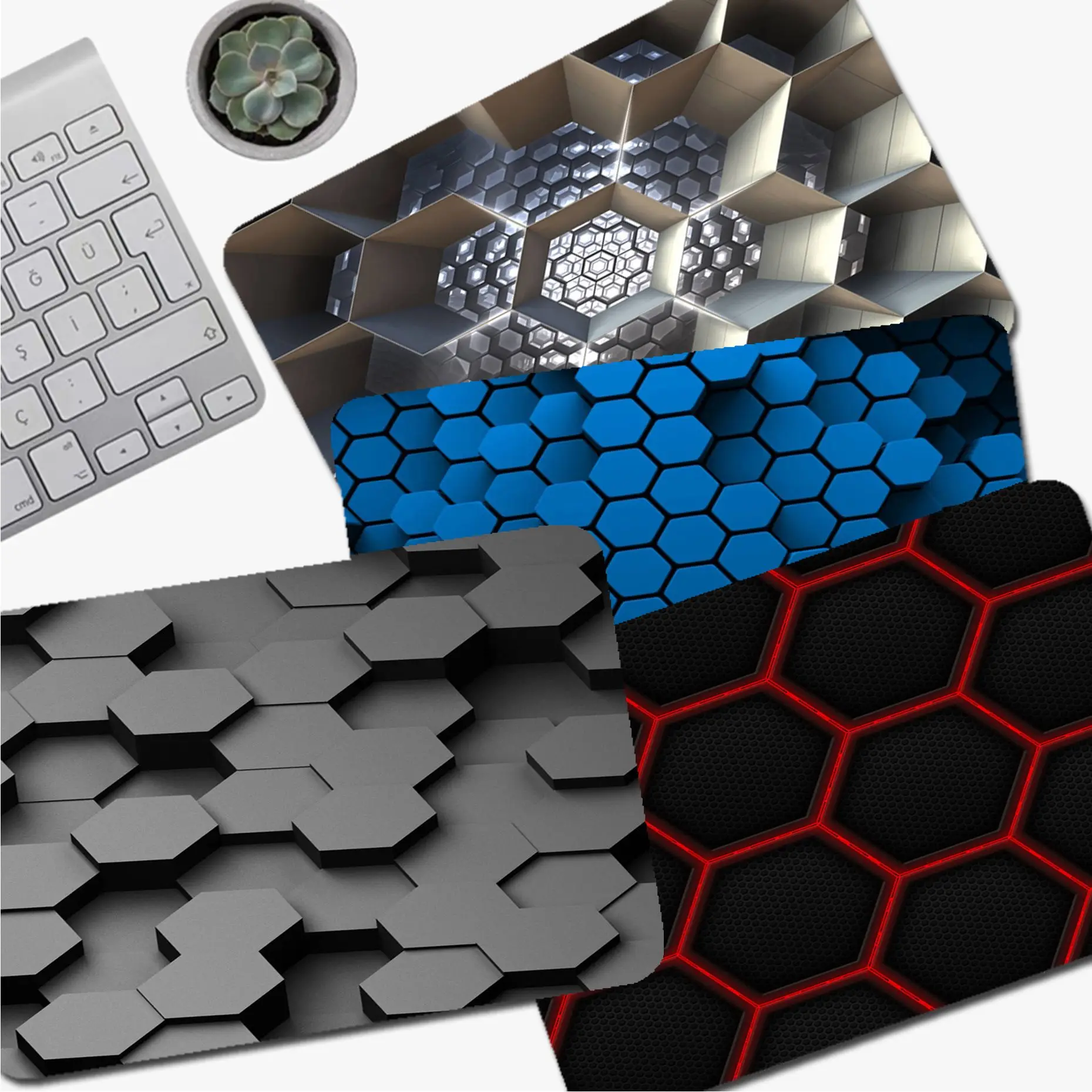 

Grid Honeycomb 25x29cm Small Thickened Mouse Pad Gaming Keyboard Table Mat Office Supplies Room Decor Writing Desk Mats