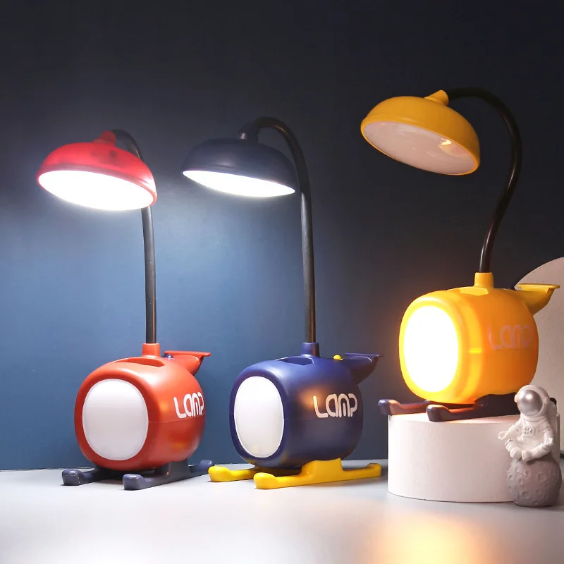 

Airplane Cartoon Led Desk Lamp Cute Pen Holder Night Light Children Bedroom Dorm Office Studying Home Lighting Eye Protection