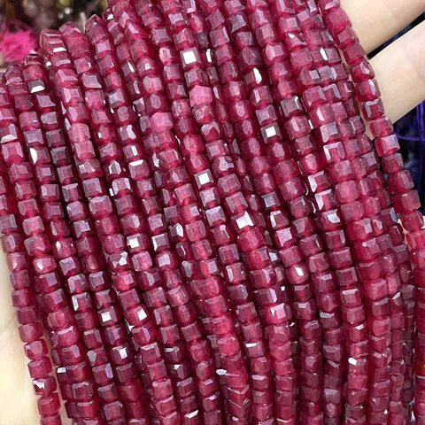 Красные квадратные бусины из халцедона SYSRXLR