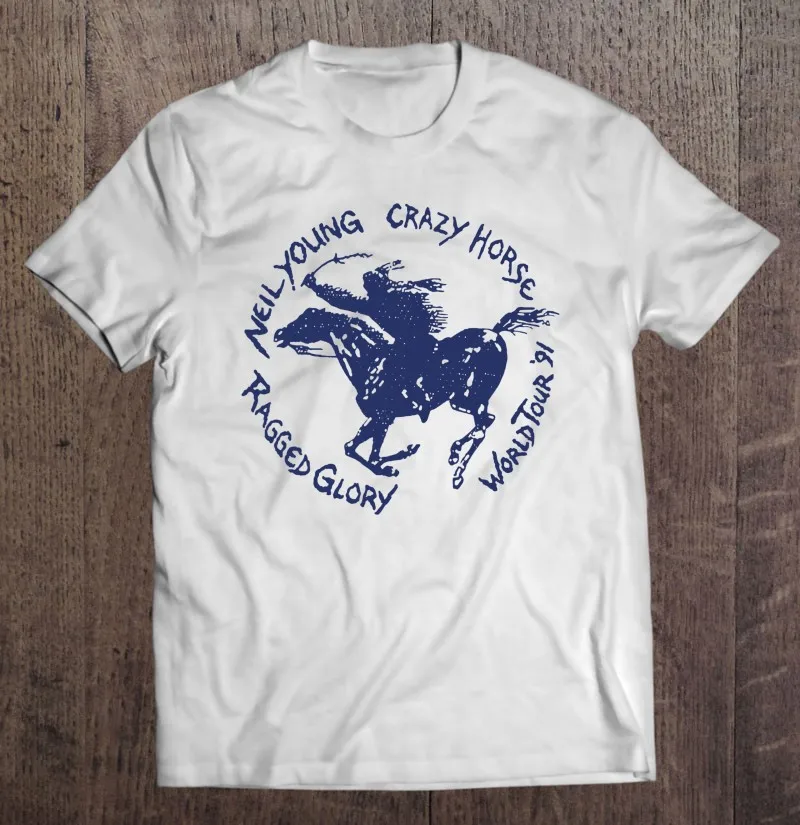 

Винтажная Футболка с принтом Нил Арт Молодых Ретро Crazy Horse World Tour 91, подарки, Черная Мужская рубашка, Мужская одежда, кавайные футболки