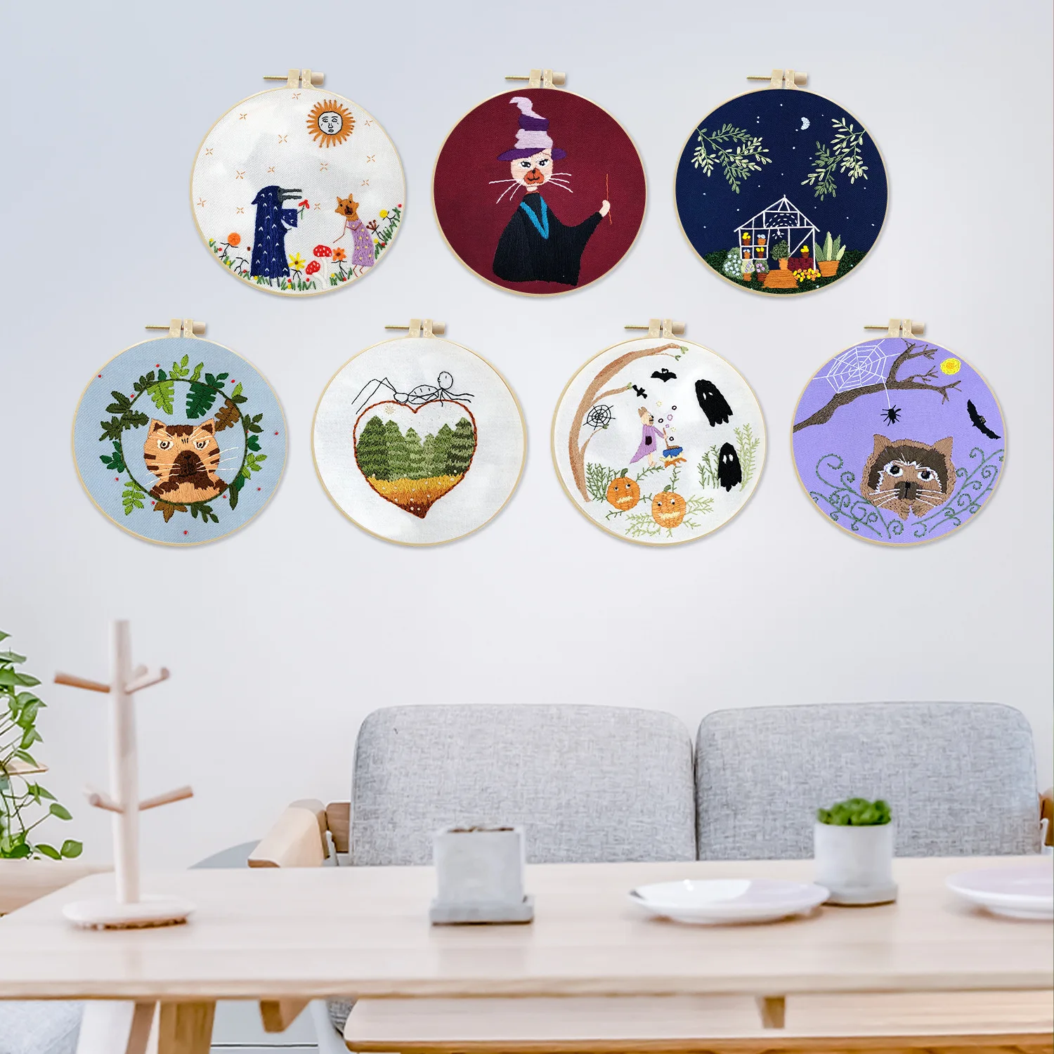 

European style Embroidery Set Needlework Tools Printed Beginner DIY Embroidery Round Cross Stitch Kit Sewing Craft Kit diy kit