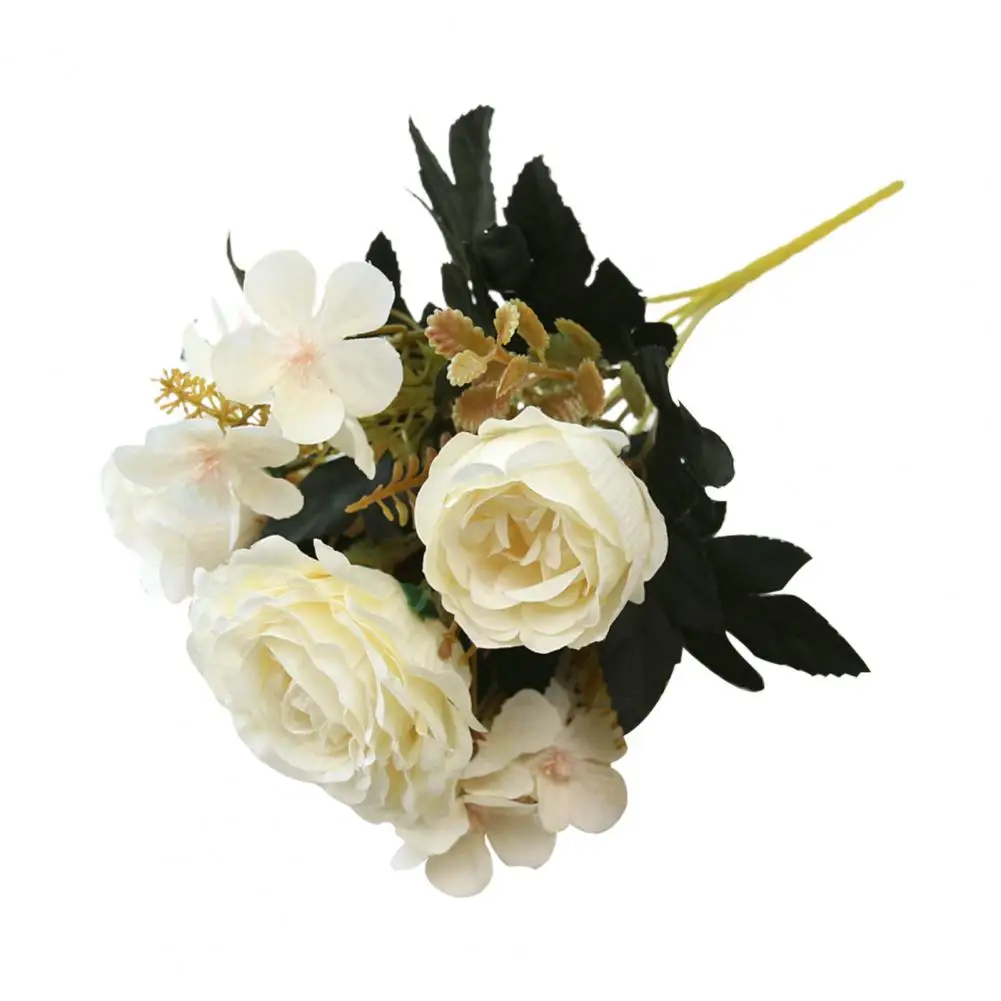 Роза Розовая искусственные цветы Букет большой головы и бутонов для украшения