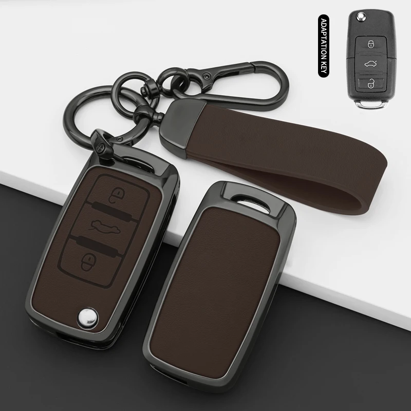 

Кожаный Чехол Для Ключей Для VW Volkswagen Polo Golf Passat Tiguan Beetle Caddy T5 Skoda Octavia Seat Leon Altea - Корпус Для...