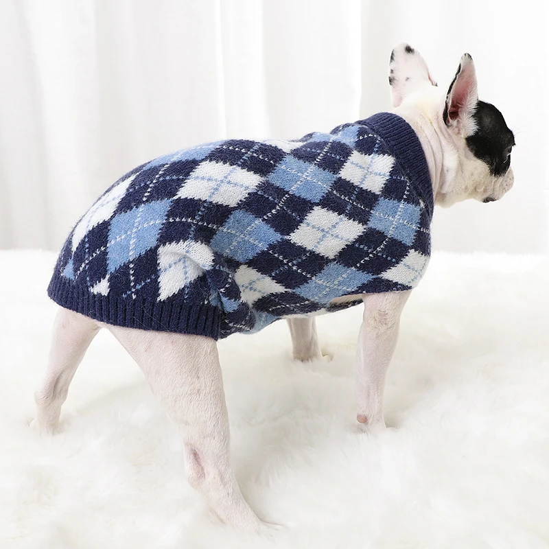 

Pet Apparels Knitted Pet Dog Cat Sweater Clothing Luxury Pet Dog Plaid Apparel Sleeveless Costume