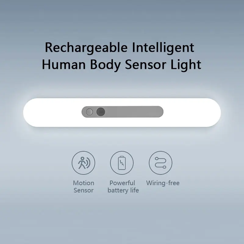 

18/30cm Night Light Intelligent Human Body Sensor Lamp USB Rechargeable Stepless Dimming 32/59 LEDs For Cabinet Wardrobe Kitchen