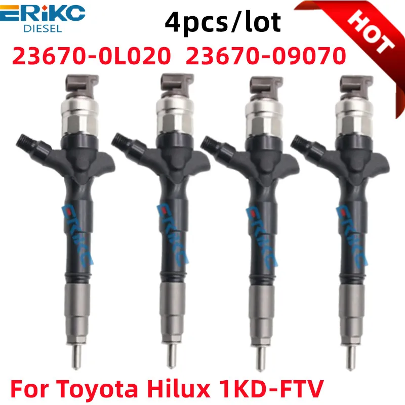 Фото Новые оригинальные топливные форсунки ERIKC Diesel 23670-0L020 (236700I020, 23670 0L020) для Toyota Hilux 1KD-FTV, 4 шт./компл. №1