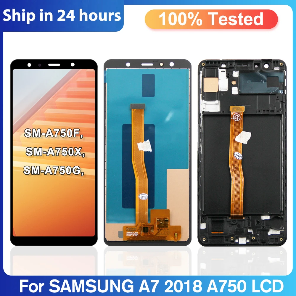 

TFT A750 LCD 6.0" For Samsung Galaxy A7 2018 LCD SM-A750F A750F A750 Display With Frame Touch Screen Digitizer Replacement Parts