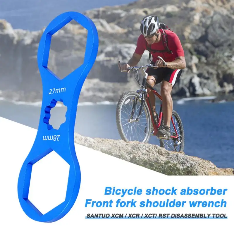 

Eat Treatment Bicycle Wrench Lightweight High Strength Front Fork Houlder Cover Wrench Anodic Oxidation Three-in-one Wrench