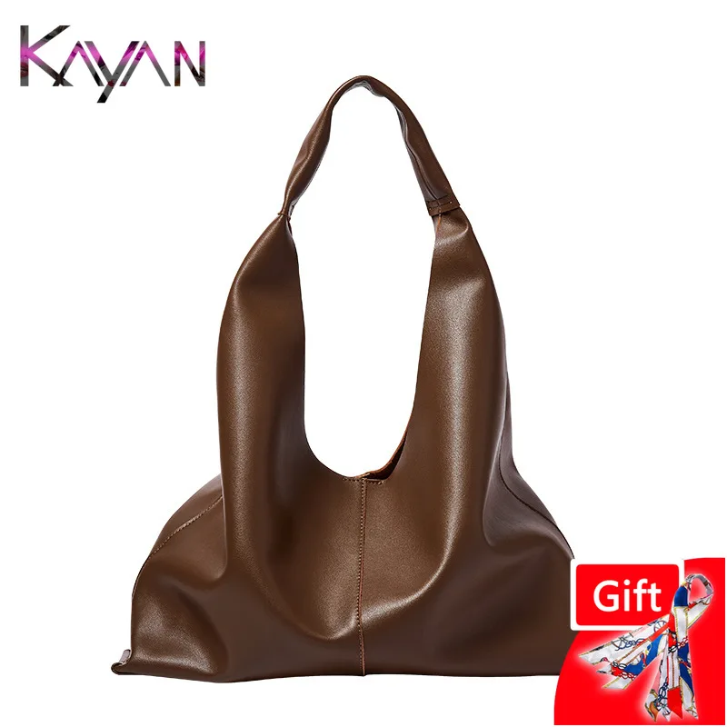 Женская Повседневная Сумка Хобо из натуральной кожи мягкий двухслойный саквояж