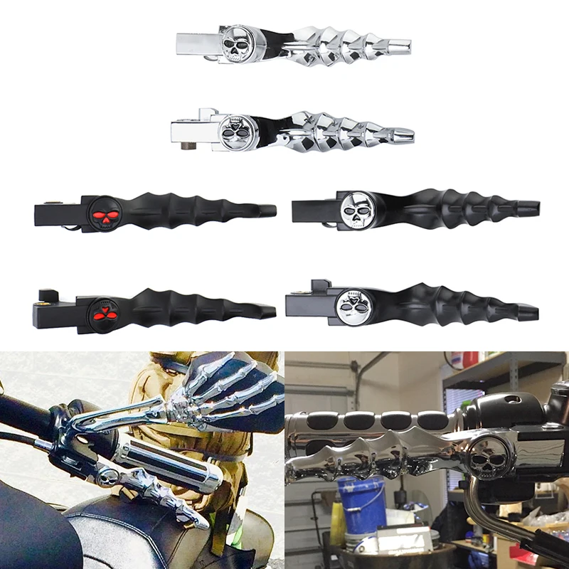 

Chrome Motorcycle Aluminum Skull Brake Clutch Handlebar Lever For Harley Sportster XL883 1200 X48 72 2004-Up