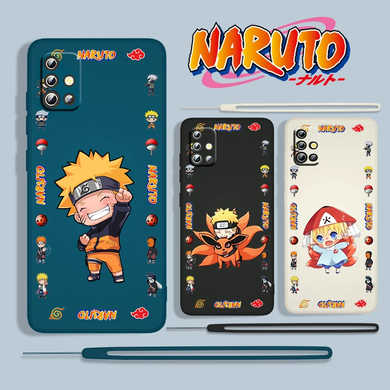 

Anime Naruto Mini For Samsung Galaxy A73 A53 A33 A52 A32 A22 A71 A51 A21S A03S A50 5G Liquid Rope Phone Case Fundas Capa Cover