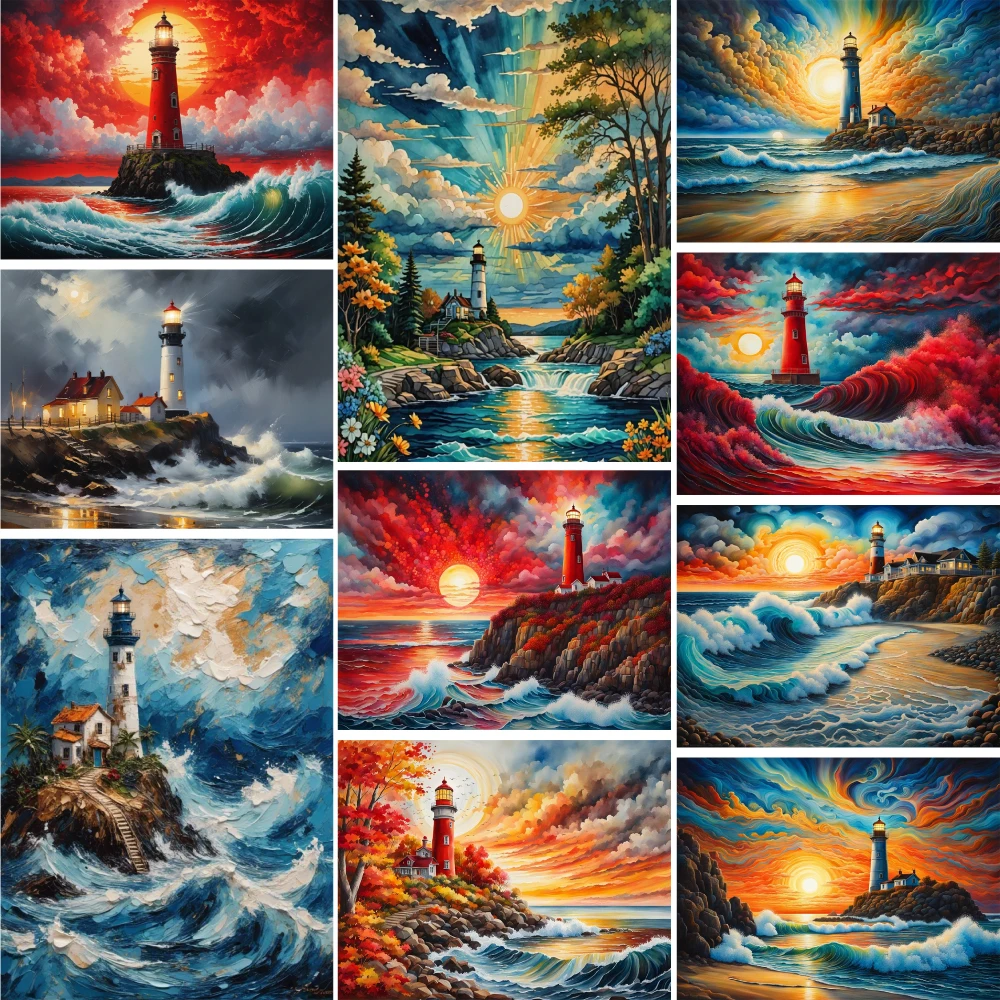 Женская картина с изображением маяков и чисел искусство поделки на заказ подарок