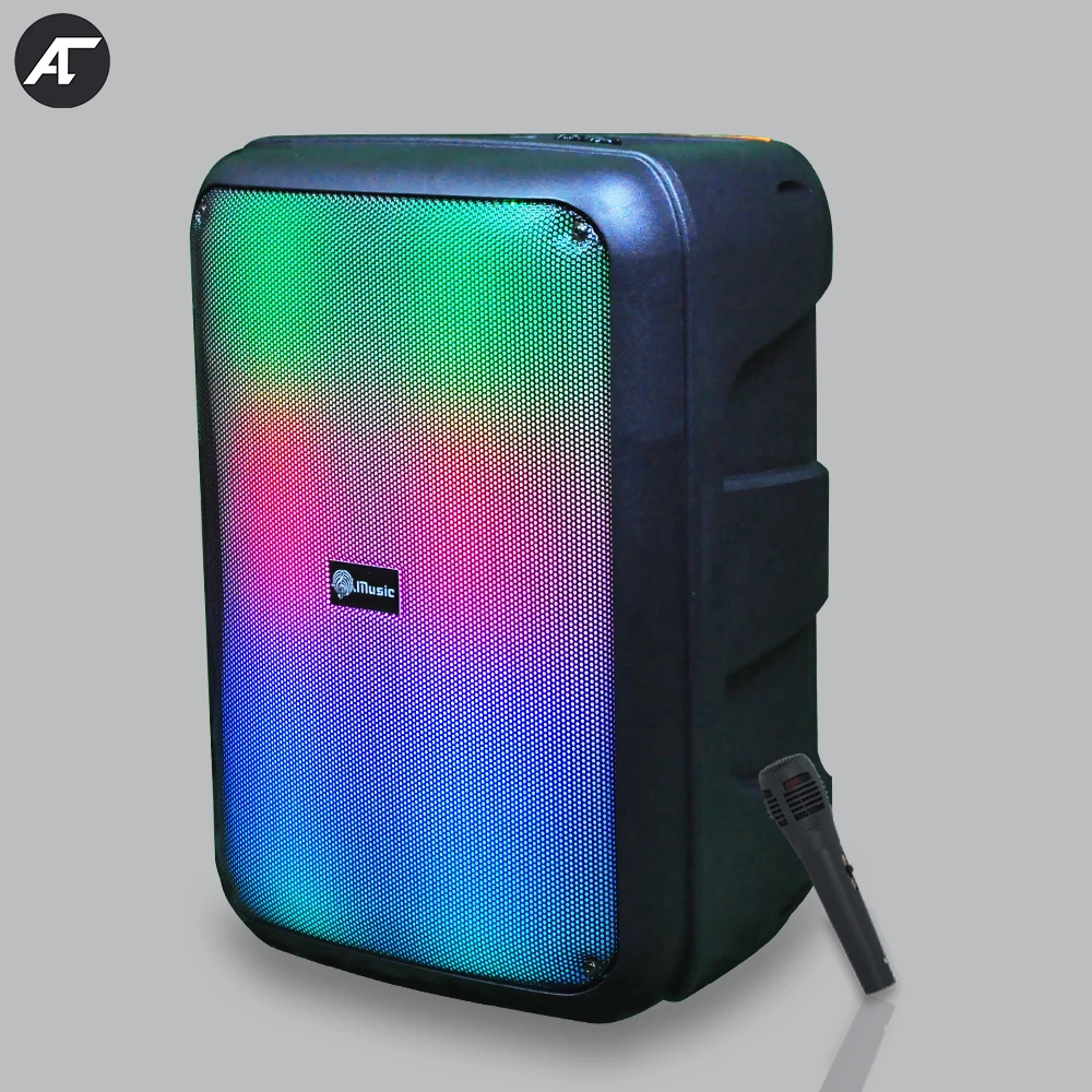 

Портативный Bluetooth-звуковой бокс с цветным RGB-светом, беспроводной караоке-динамик, сабвуфер для вечерние НКИ, 8 дюймов, мощный стерео Бумбокс ...