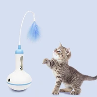 pet cat toys ball interactive funny with feather for cats tumbler leaking food kitten not boring stick toy teasing self healing