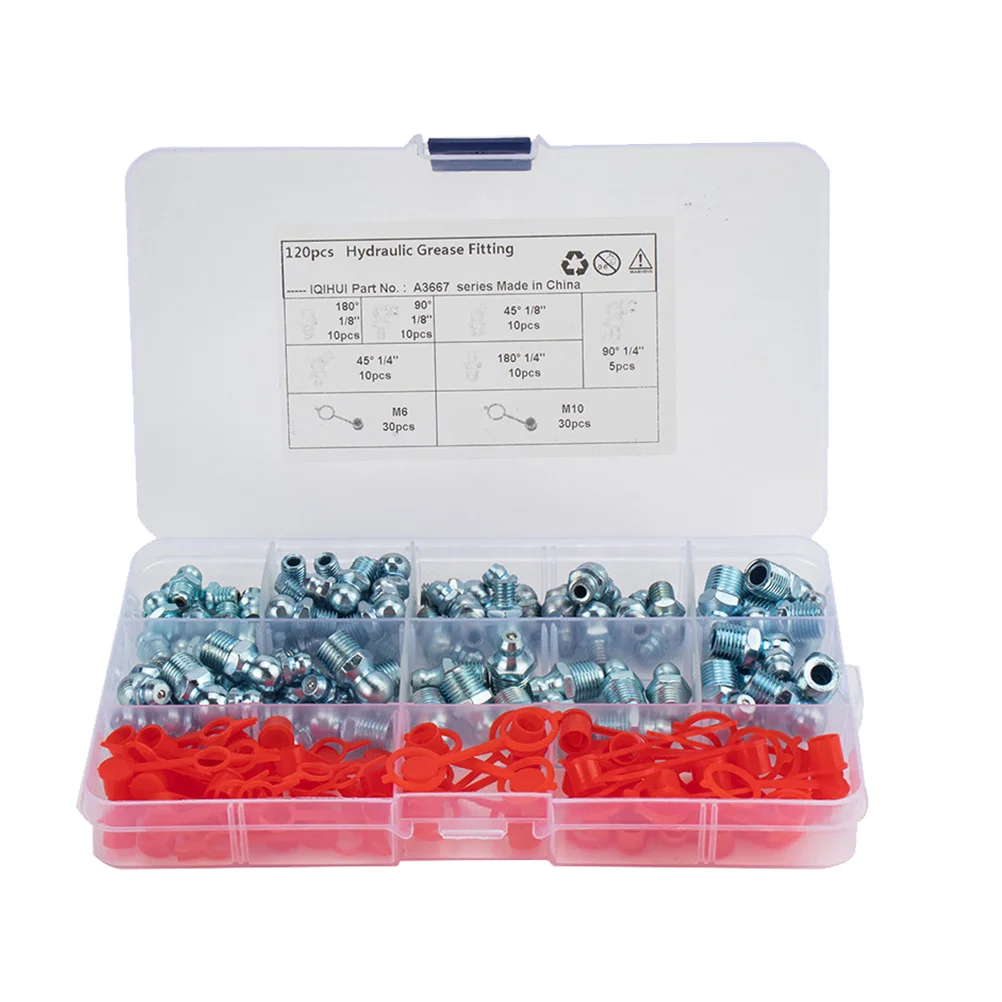

140 Pcs/set Grease Fittings Hydraulic Assortment Zerk Metric Accessories Kit