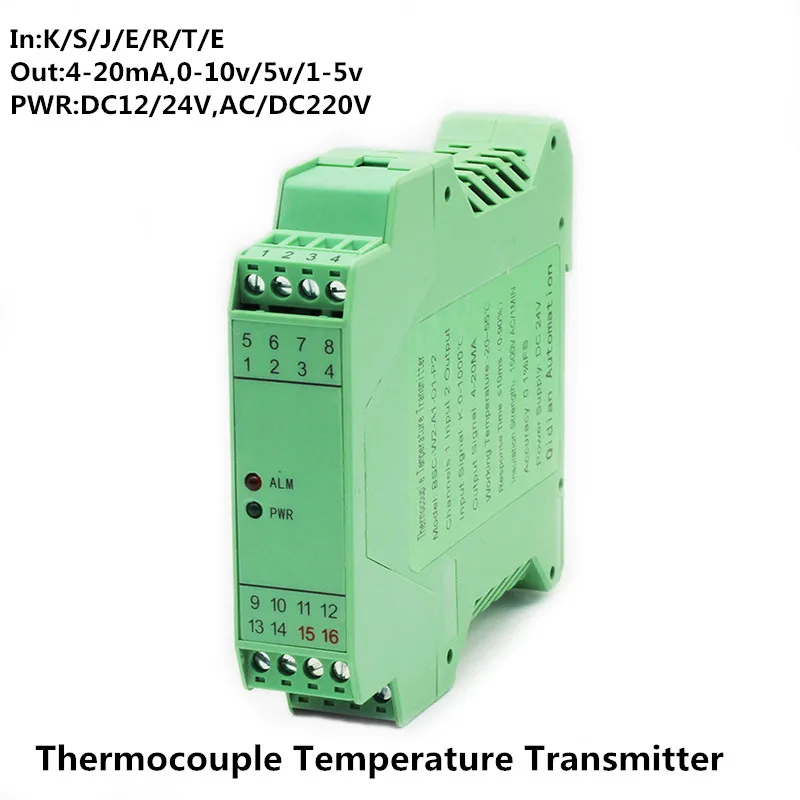 

Thermocouple K Type Temperature Transmitter AC220V Temperature Sensor Modbus 4-20mA 0-10v 0-5v Output Isolated Transducer
