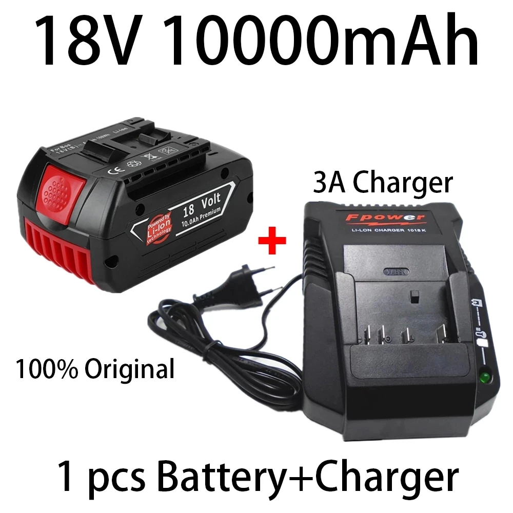 

Batterie lithium-ion 18V,Rechargeable, pour perceuse électrique Bosch, BAT609, BAT609G, BAT618, BAT618G, BAT614 + 1 char