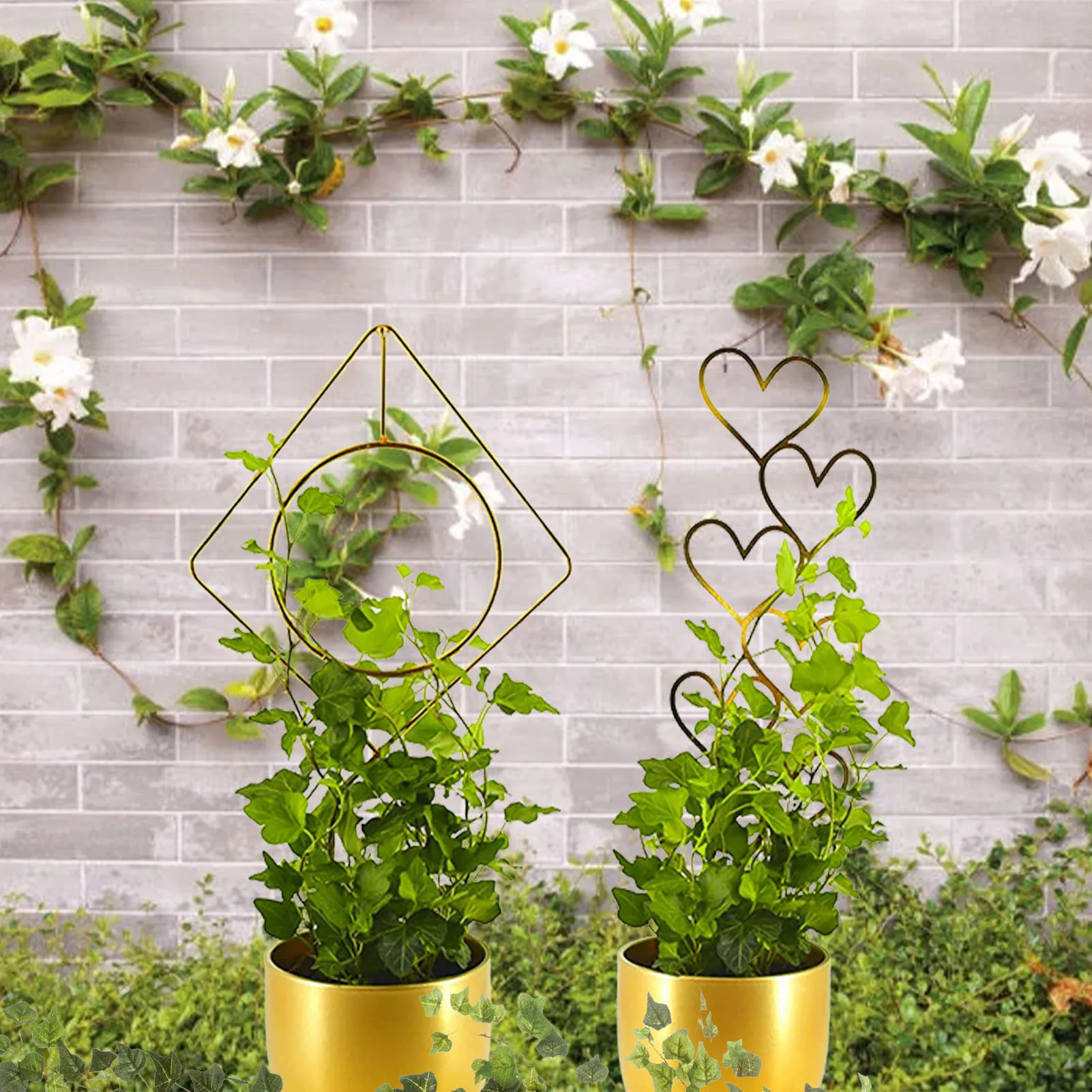 

2pcs Metal Garden Trellis Climbing Plants Potted Plant Indoor Home Rust Proof Vine Support Holder Rack Decorative Accessories