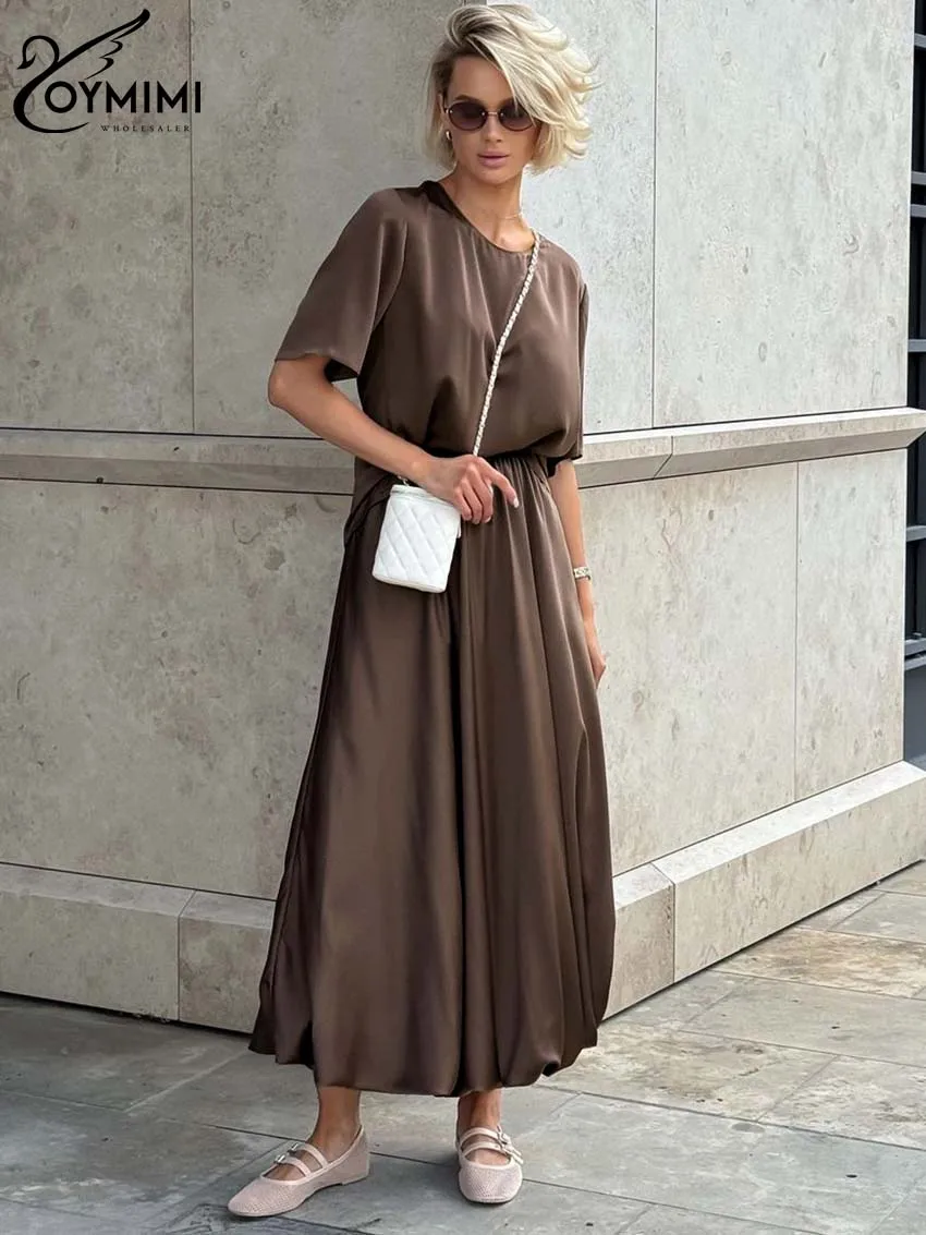 Женский Повседневный костюм Oymimi из 2 предметов элегантный топ с круглым вырезом и