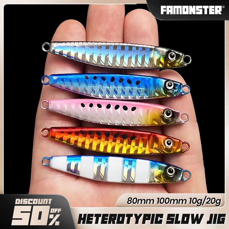 

FAMONSTER Luminous Fishing Lure Slow Jig VIB Jigging Lead Metal Spoon Hard Sinking Boat Bass Pike Shore Winter Bait Sinking Jig