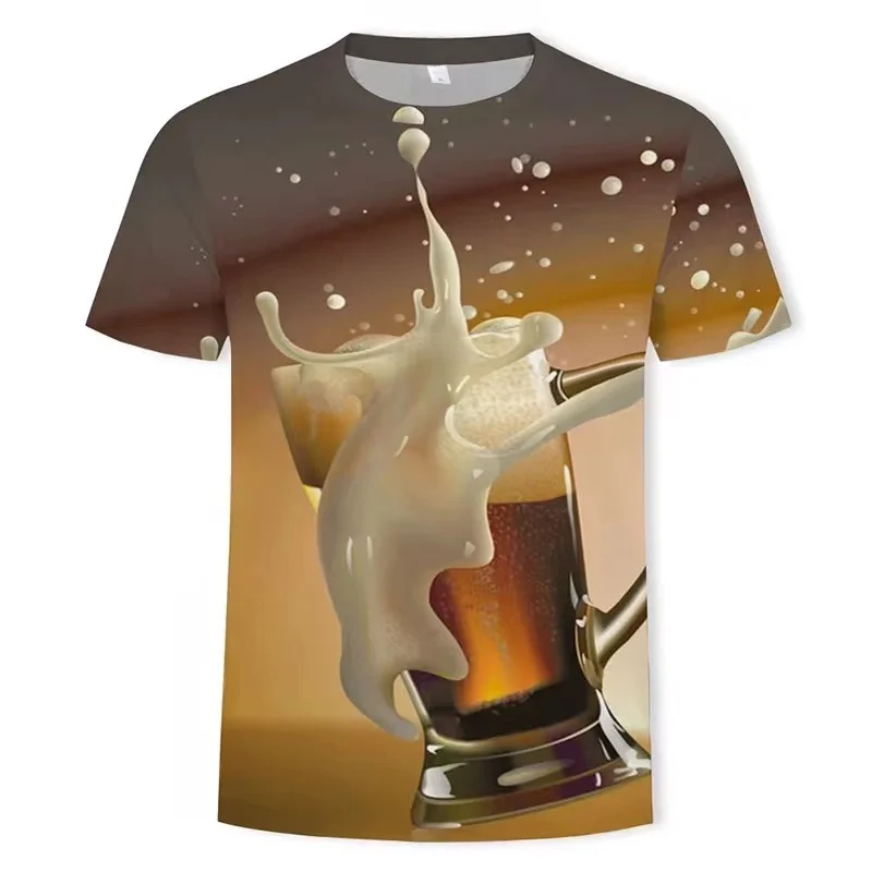 

2022 Summer New Men Beer 3D Print T Shirt Lightweight Breathable O-Neck Fashion Funny Short Sleeve Unisex Casual Streetwear Tees