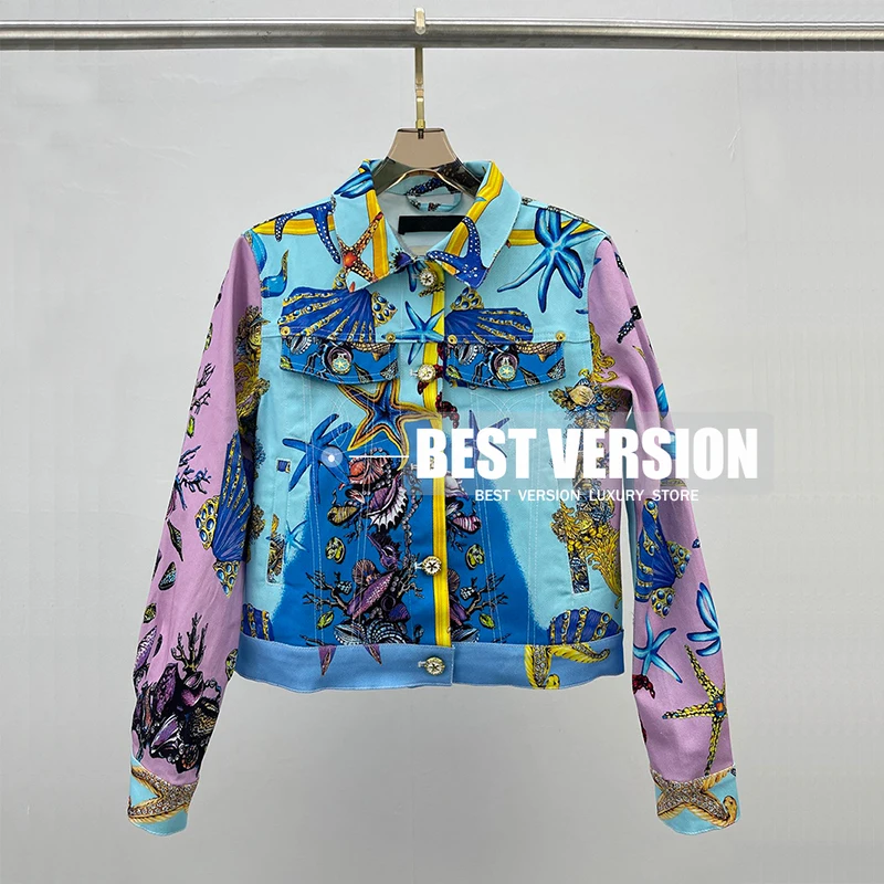 

best version 2022 spring fall runway luxury designer jean jacket branded Starfish series coats for women crop denim jackets coat