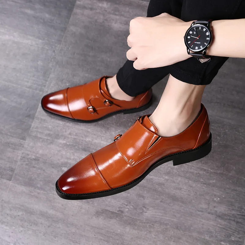 

Деловые мужские туфли Monk Shoes, мужские классические туфли для мужчин, свадебные туфли, брендовые Кожаные Туфли-оксфорды двойного размера