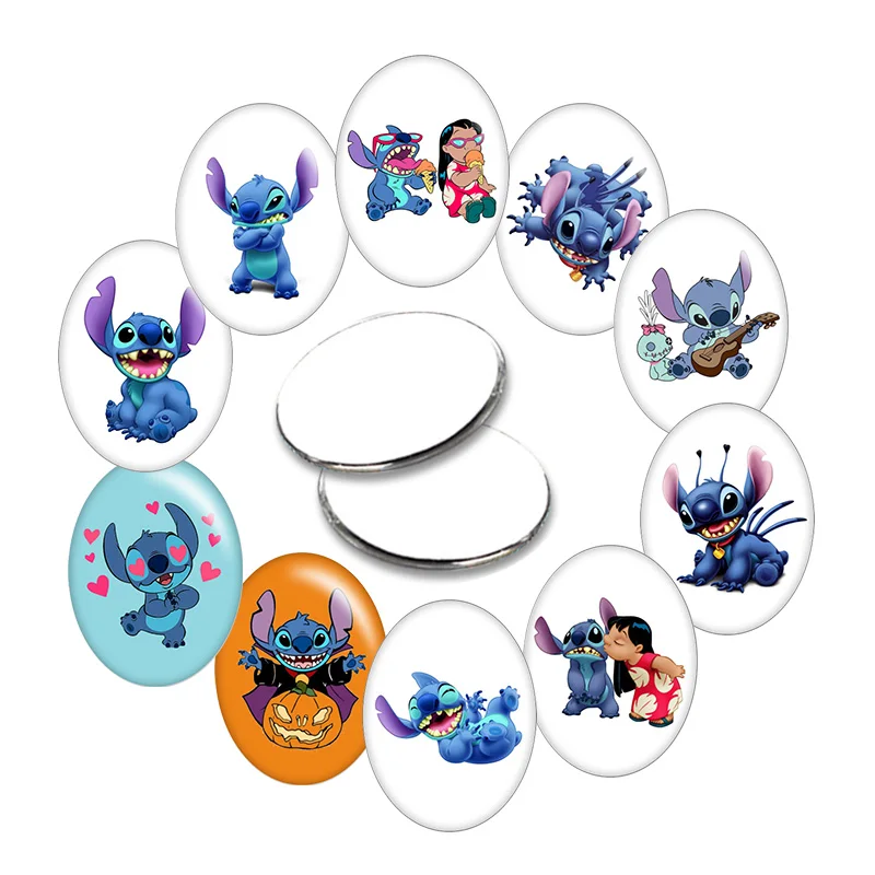 

Disney Cartoon Lilo Stitch Oval Glass Cabochon flat back Making findings T1080