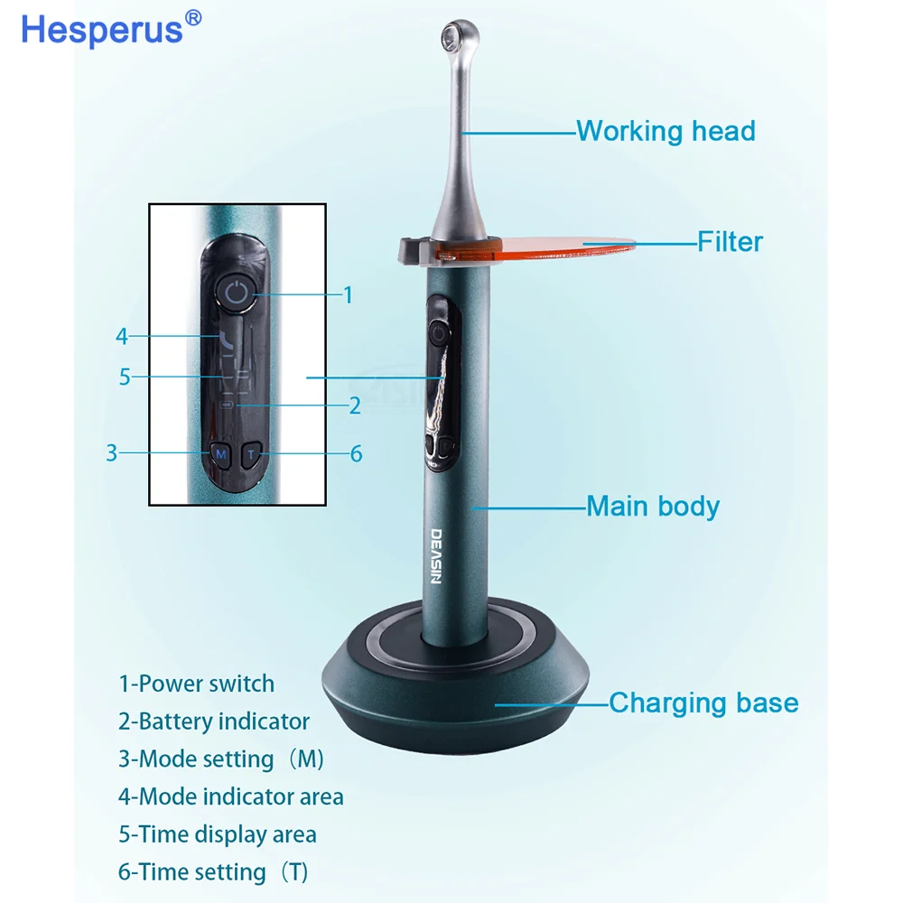 Светодиодная полимеризационная лампа Den Tal беспроводная для отверждения смолы Blue