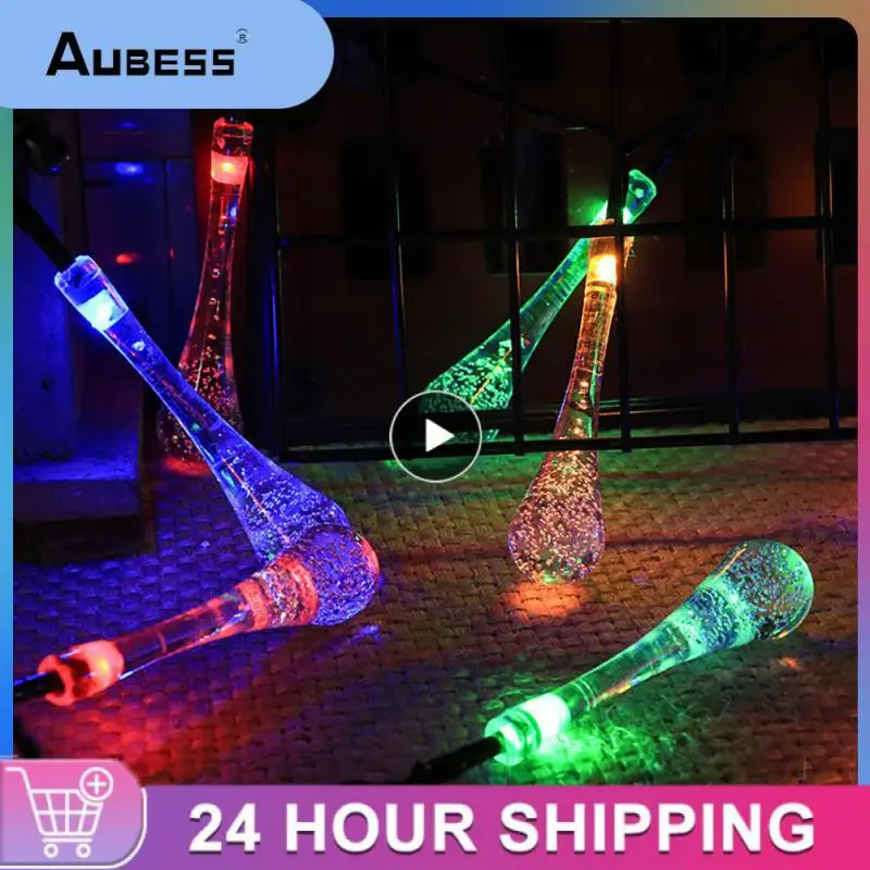 

5/8/10PCS 5/6.5/7M 20/30/50LED Solar Droplet Bulb String Lights Outdoor Waterproof Christmas Garden Light Lawn Courtyard Solar