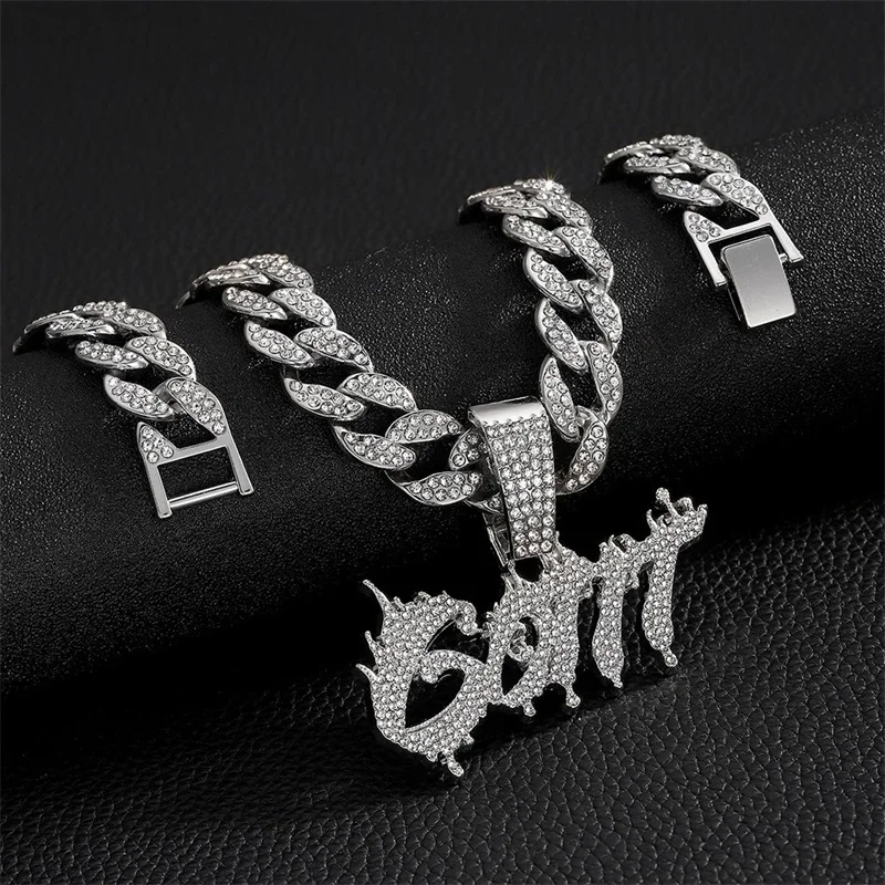 Мужское ожерелье с подвеской в стиле хип-хоп кубинская цепочка Iced Out серебряный