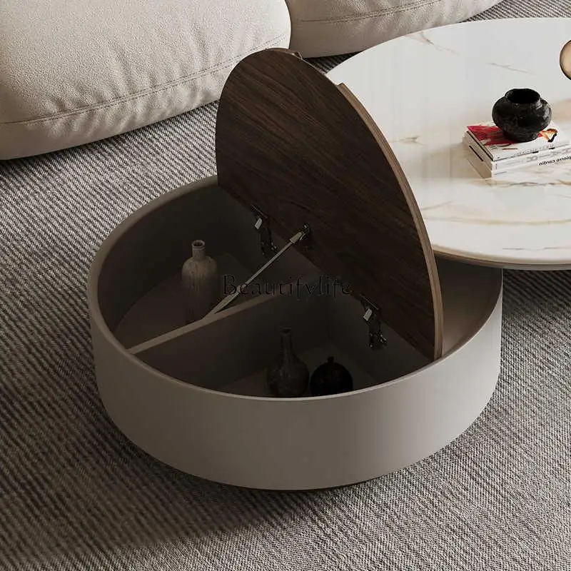 Круглый журнальный столик кремового цвета Современный минималистичный