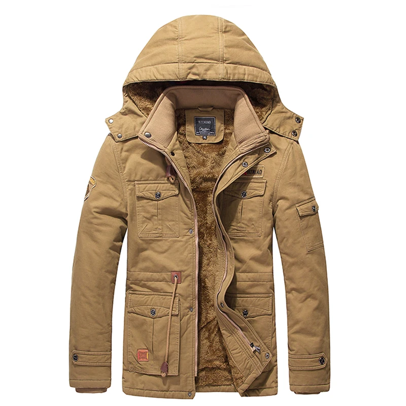 Winter Jacket Men Thicken Fleece Washed Cotton Military Parkas Coat Brand High Quality Casual Fashion Men Jacket L-5XL