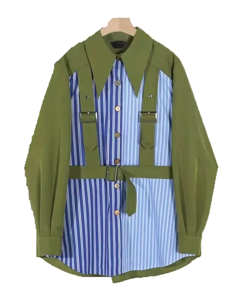 

Брюки-карго с завышенной талией, брюки-карго с цепочкой, рубашка с длинным рукавом, комплект из двух предметов, летняя уличная одежда