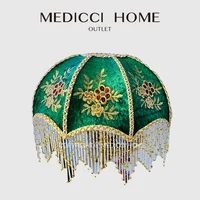 Medicci Home Vintage Western Antique French Decorative Table Lamp Shade Handicraft Cloth Art Magnificent Light Cover With Fringe