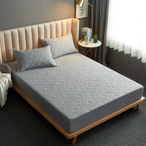 Mattress Protector for Double Bed Quilted Waterproof Bed Sheet with Elastic Queen King Size Solid Color