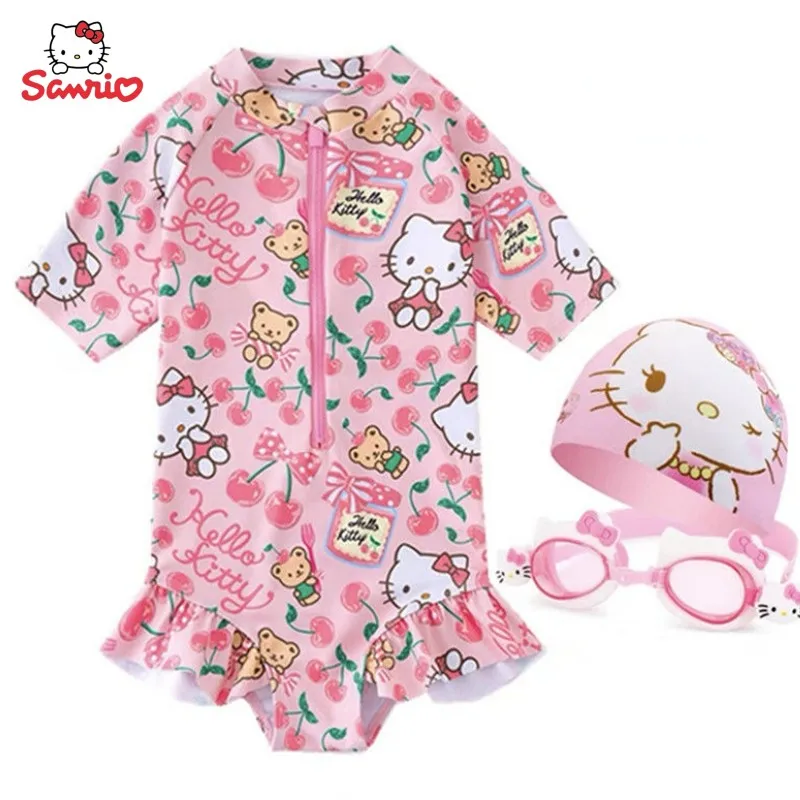 

sanrioHelloKittycute girls one-piece swimsuit children 2023 summer sun protection swimming equipment baby beach swimming trunks