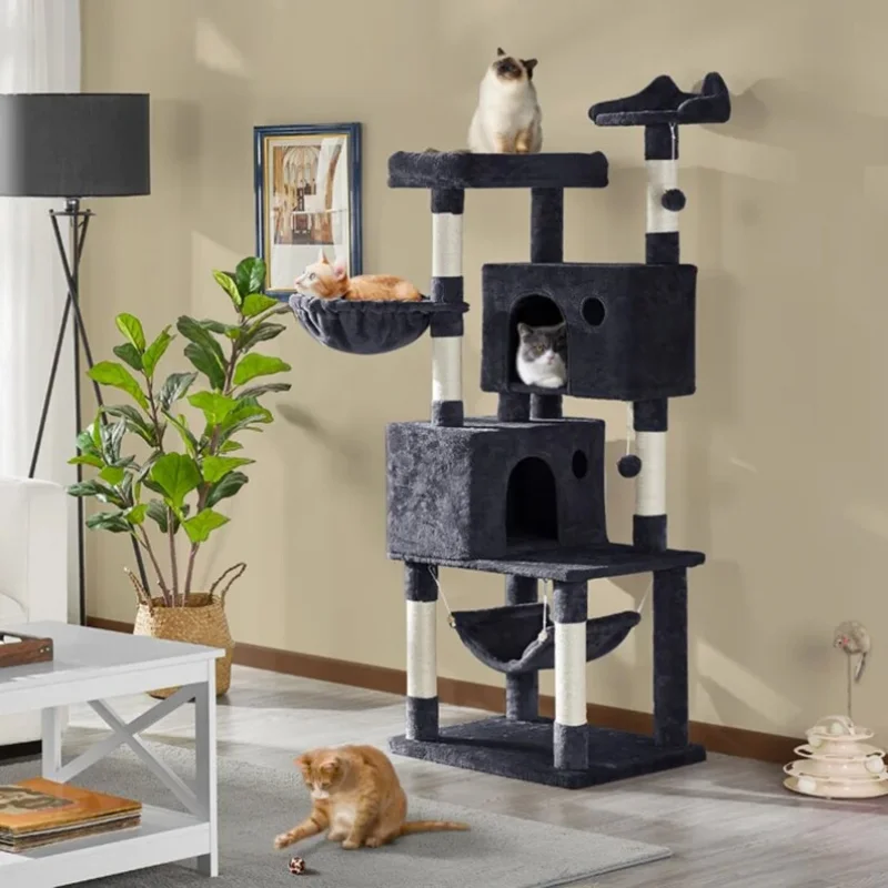 

Modern Cat Tree | Fantasy Cat Tower | Wooden Tall Cat House | Large Cat Cave with Perch Condo Hammock | Gifts for Cats cat bed