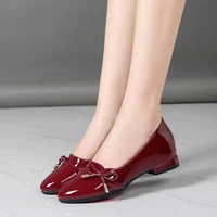 2022 spring flats women fashion flat shoes patent leather woman low heel footwear bowknot ladies office shoes plus size loafers