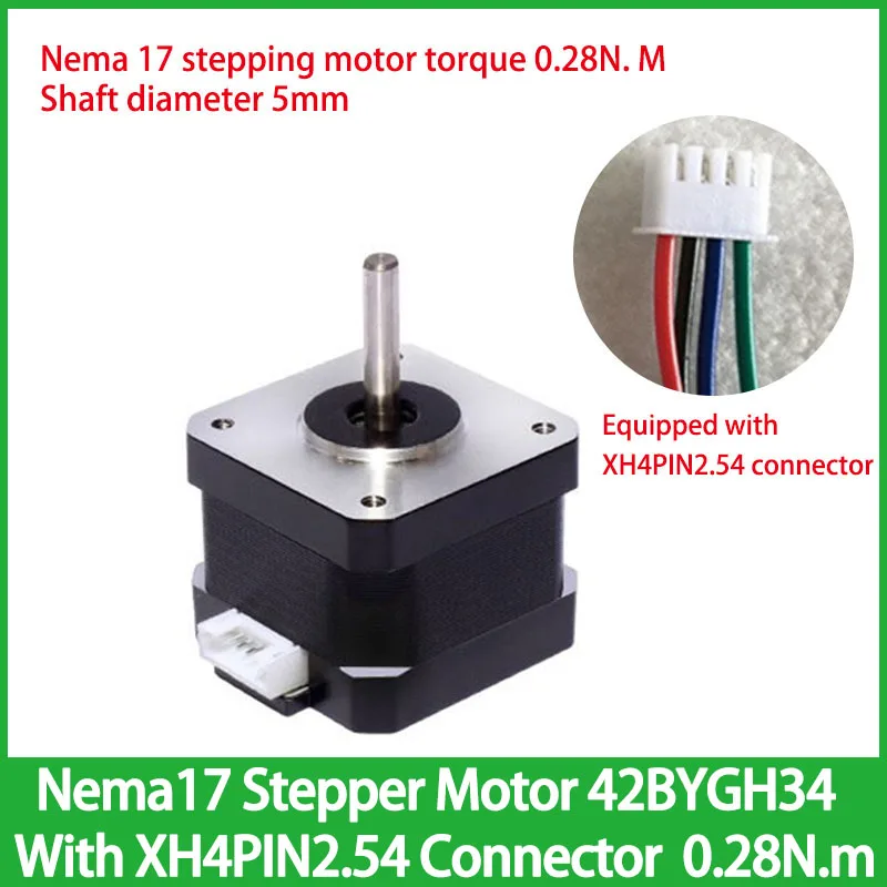Шаговый двигатель Nema 17 42BYGH34 с разъемом XH4PIN2.54 Крутящий момент 0 28 Нм одним выходом