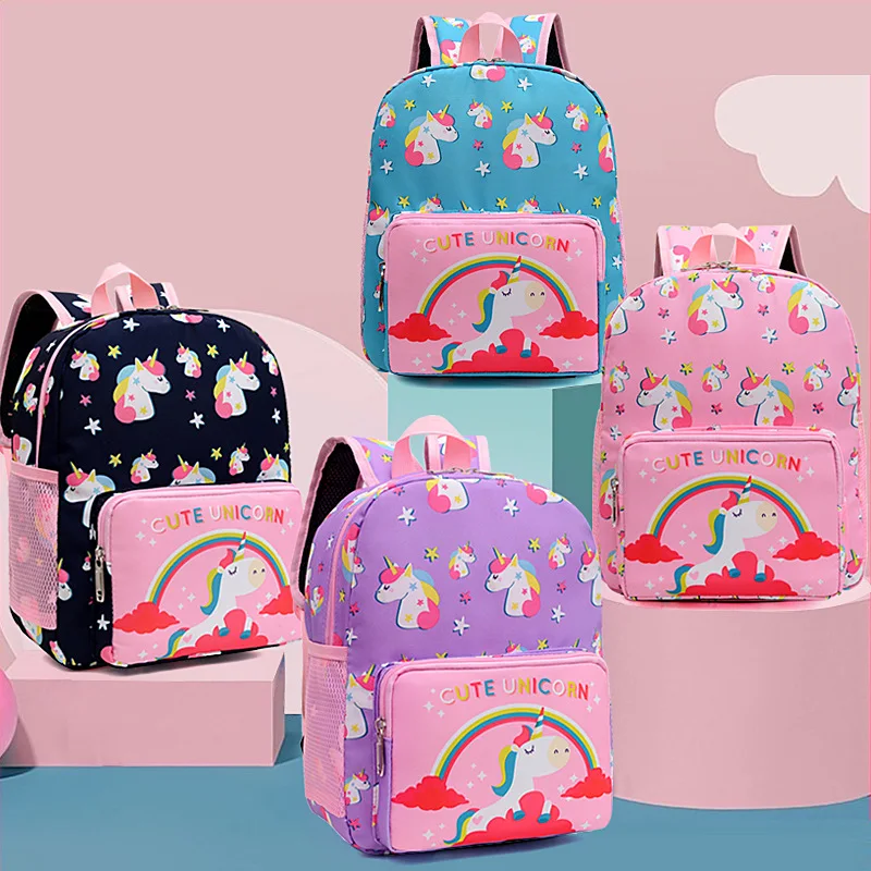 Children's Schoolbag Cartoon Lovely Unicorn Rainbow Backpack for Kindergarten Boys and Girls Leisure Lightweight Travel Bag